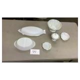 Milk glass collection set, glass bake brand, and