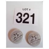 2 25th Anniversary Longaberger Buttons