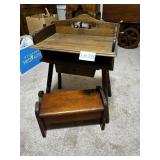 Small Wooden Table & Footstool