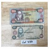 $20 & $2 Jamaica Bills