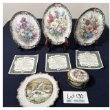 Set Of 3 Lenu Lui Plates, Porcelain Music Box, Ect