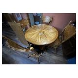 Oak Dining Room Table, Four Chairs, Extra Leaf