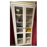 Glass Door Cabinet With Misc Items Inside