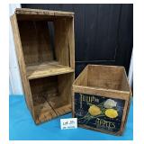 Two Wooden Crates & Vegetable Bin