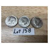 3- 1966, 1967, & 1968 Kennedy Half Dollars