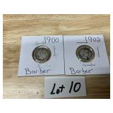 1900 & 1902 Barber Dimes