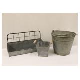 3pc Farmhouse Style Buckets, Basket