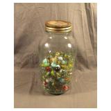 Mason Jar Filled W/ Glass Marbles