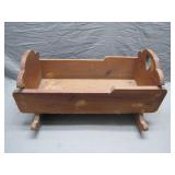 Antique Handmade Wooden Baby Cradle