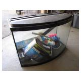 Large Bow Front Fish Tank Full of Accessories