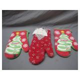 Three Christmas Oven Mits