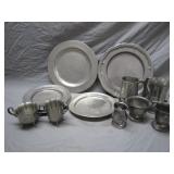 Assorted Lot of Pewter Dishes and Mugs