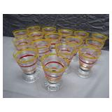 Art Deco Anchor Hocking Color Banded Shot Glasses