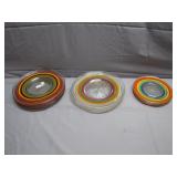 14 Mid Century Color Striped Plates, 3 Styles