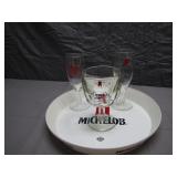 Michelob Ultra Tray with 3 Glasses