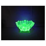 Uranium Glass Ruffle Candy Bowl