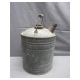 Vintage Galvanized Steel Kerosene Can, Wood Handle