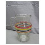 Art Deco Anchor Hocking Color Banded Glass Pitcher