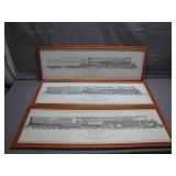 3 Framed Railroad Train Art: B&O RR, Union Pacific