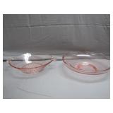 2 Pink Depression Glass Server Bowls