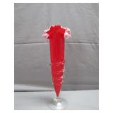 Red Handblown Wave Crest Vase