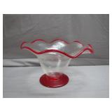 Handblown Bubble Art Glass Waved Bowl