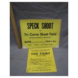 Vintage Speck Shoot and Permit Signs 60s