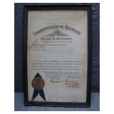 Vintage Framed Political Appointed Certificate