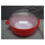 Vintage Red Glasbake casserole dish w/ lid