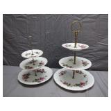 2 Dainty Rose Theme China 3 Tiered Serving Sets