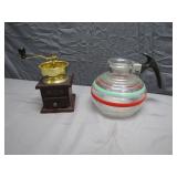 Vntg Grinder & Art Deco Anchor Hocking Coffee Pot