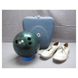 Retro Bowling Ball & Shoes w/ Hard Case