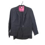 Kasper Black w/ Pink Pinstripe Skirt Suit, Size 8