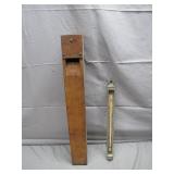 Vintage Wooden Organ Pipe & Metal Thermometer