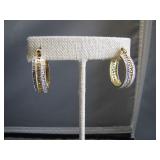 Gorgeous Gold Vermil Diamond Hoop Earrings