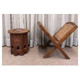 Rattan Folding Rack and Indian Tambour Table