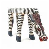 Carved Wooden Hand Painted Zebra Table