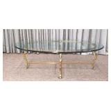 Horse Design Brass and Glass Coffee Table