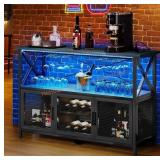 Bar Table Cabinet with Power Outlet 55" Metal Win