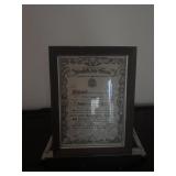 FRAMED AIRFORCE CERTIFICATE