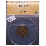 1957 D ANAX VF 25 LINCOLN CENT