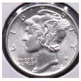 1942 GEM BU MERCURY DIME