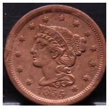 1855 LARGE CENT AU DETAILS