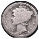 1916 S MERCURY DIME G