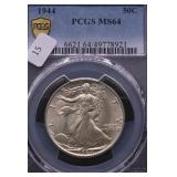 1944 PCGS MS64 WALKING HALF DOLLAR