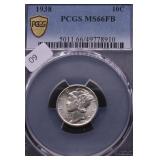 1938 PCGS MS66 FB MERCURY DIME