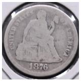 1876 SEATED DIME AG