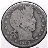 1907 D BARBER HALF DOLLAR G