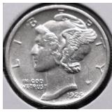 1929 D MERCURY DIME AU