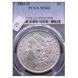 1881 O PCGS MS62 MORGAN DOLLAR